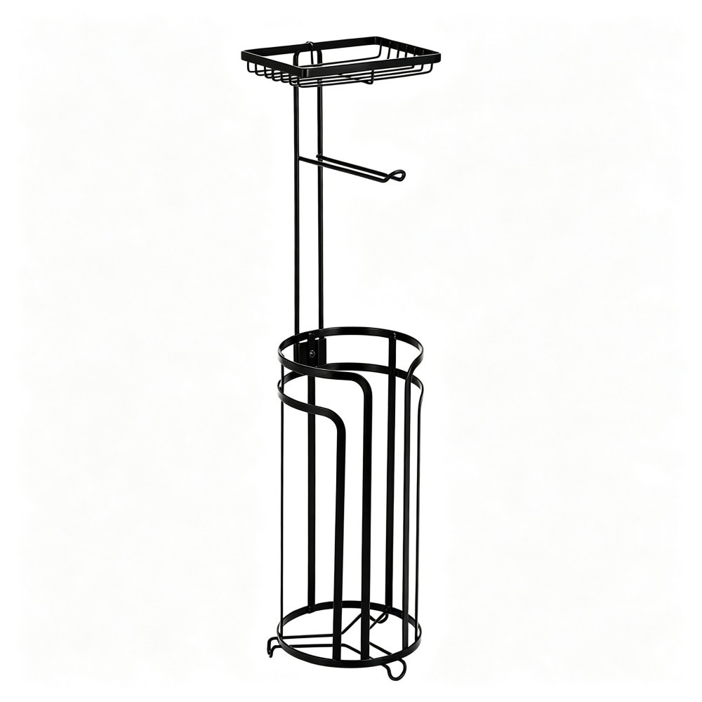 Freestanding Toilet Paper Holder Stand With Weighted Base And Bronze Finish For Bathroom
