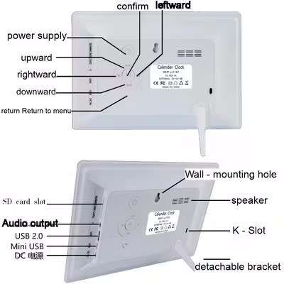 7 Inch HD Digital Photo Frames 1024*600 LCD Photo Frame With Video, Music And Remote Control