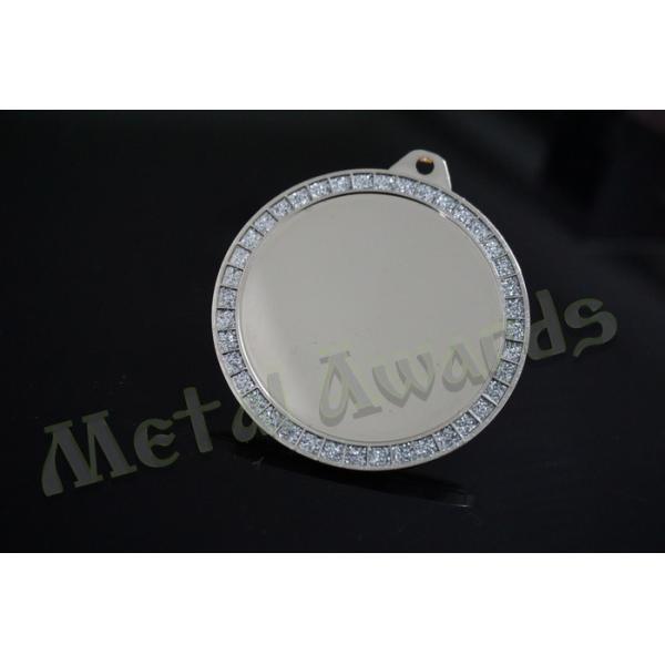 Glitter Color Custom Silver Medals , Custom Engraved Medallions Round Shape