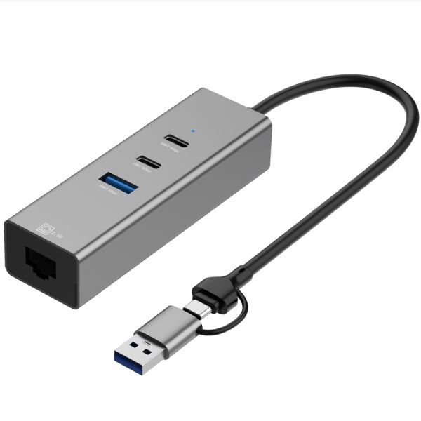 New 4 IN 1 Dual Port USB A & C 2.5G Ethernet Adapter With 2Ports USB C And USB A HUB