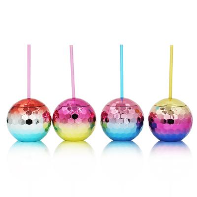 Party Decor 1970s Disco Ball Tumbler Cup Party Sipper Cups With Straw