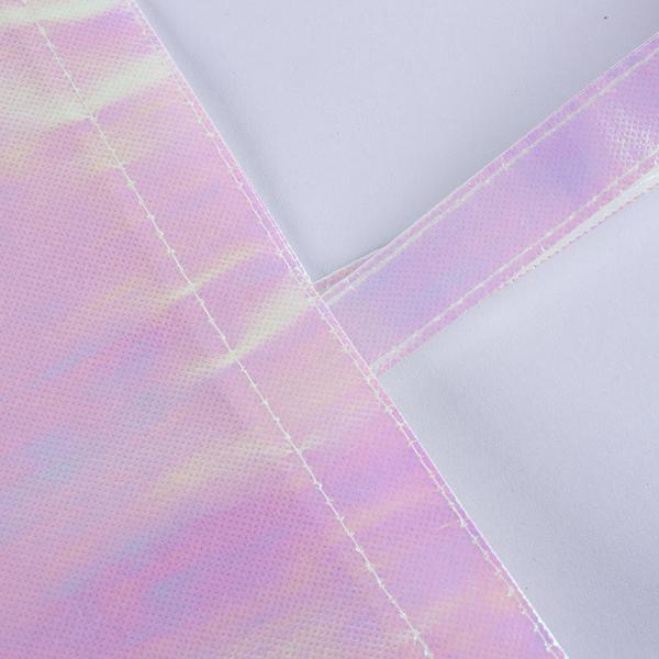 Exhibition Custom Logo Pink Holographic Non Woven Iridescent Tote Bag for Wedding Gift