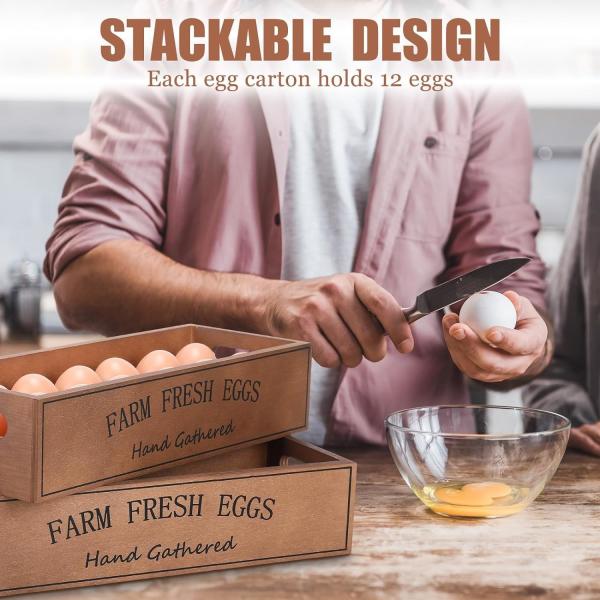 Rustic Wooden Egg Crate for 12 Fresh Eggs Stackable Customized Designs Storage Box