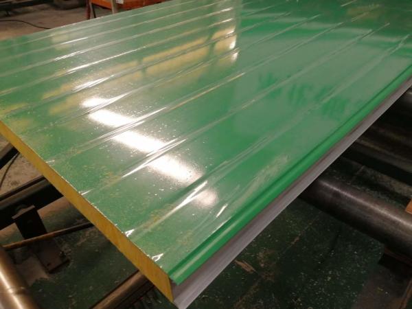 Insulation Glass Wool Foam Sandwich Wall Panel Lotus Green Color