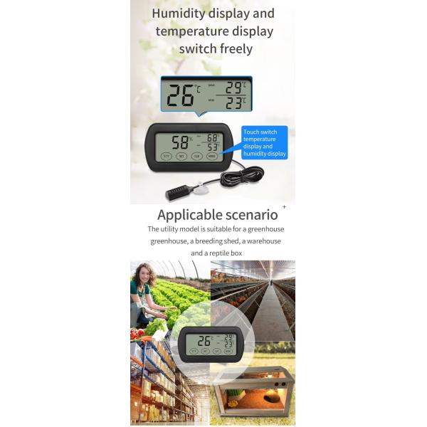 DTH-115 Touchscreen Digital Thermometer Hygrometer Max Min Record and Alarm Function Temperature Humidity Meter