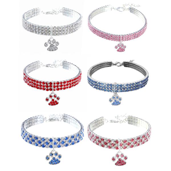 Rhinestone Cat Diamond Collar Blue Red Diamond Collar Necklace For Dogs