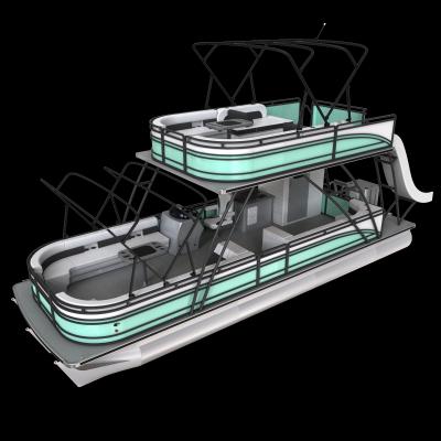 Double Decker Pontoon Boat with 12 Cup Holders, 18-22 People Capacity, and 9.2m Length for Ultimate Water Entertainment