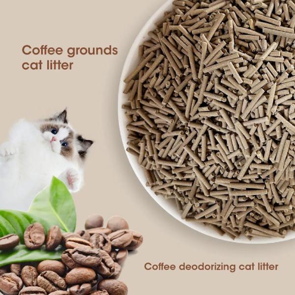 Litière pour chat au café 1,5 mm, tofu, agglomérante, jetable, contrôle des odeurs
