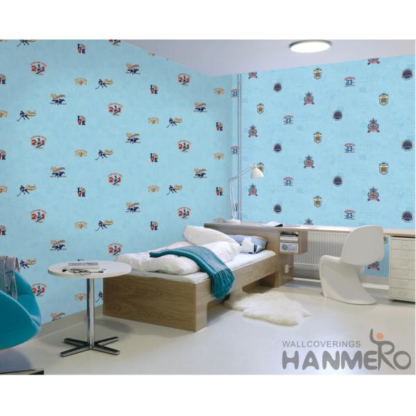 Blue Color Kids Bedroom Wallpaper English Letters Design Breathable Non Toxic