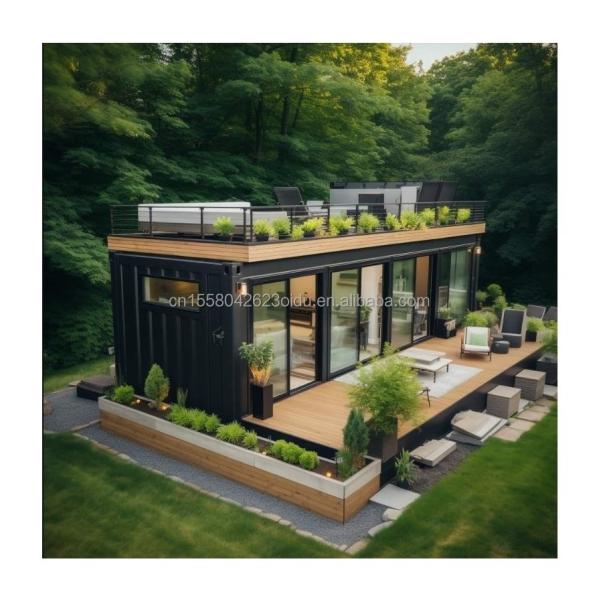 Chambres préfabriquées de conteneurs de 20 pieds 40 pieds Design moderne Chambres préfabriquées de couleur en bois pour couples Familles Hôtels en plein air