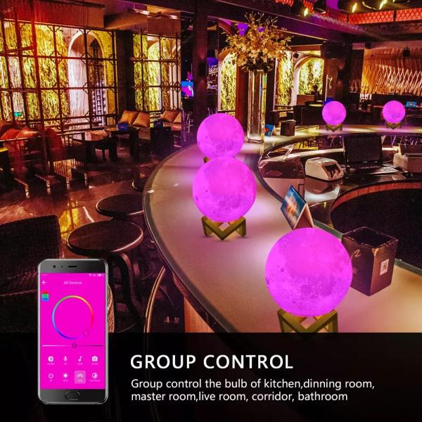 Glomarket Tuya Wifi Smart 3d Printing LED Moon Lamp 7W Wireless Remote Control