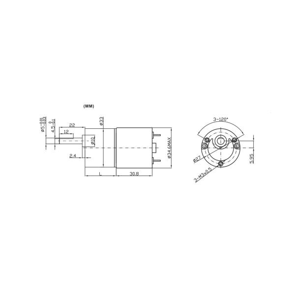 Moteur de vitesse de C.C 12V balayé par 24v d'OWM-33RS3530 33mm pour le coffre-fort de caisse de machine à sous