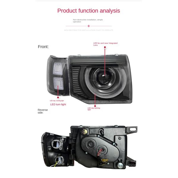 Demillon Modification Led Daytime Running Light Lens Headlights for Changfeng Mitsubishi Liebao Qibing Black Diamond V32