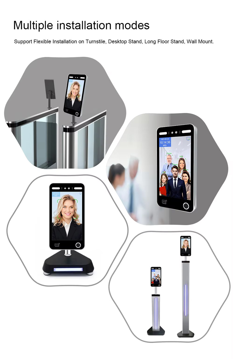 10.1 Inch IPS Screen Biometric Time Attendance Machine Face Recognition Camera IP65 Waterproof Door Lock Access Controlace