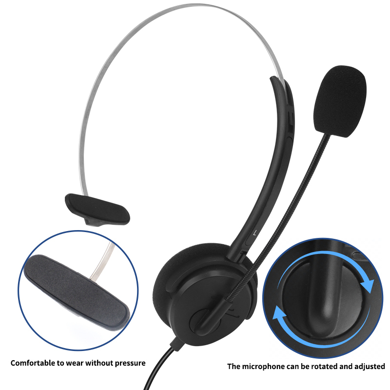 USB head mounted wired single ear headphones with high-definition call microphone, online control of mute volume, used for PC laptops, office customer service in the call center, supporting OEM/ODM