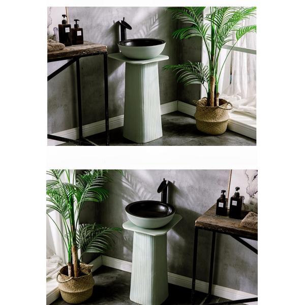 OEM Colored Ceramic Pedestal Wash Basin Round Pedestal Sink American Style