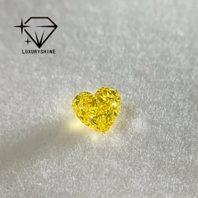 LuxuryShine VS1 Lab Grown Diamond Fancy Yellow Heart Shape 1CT 2CT 3CT 4CT 5CT Real Diamonds With IGI Certificate