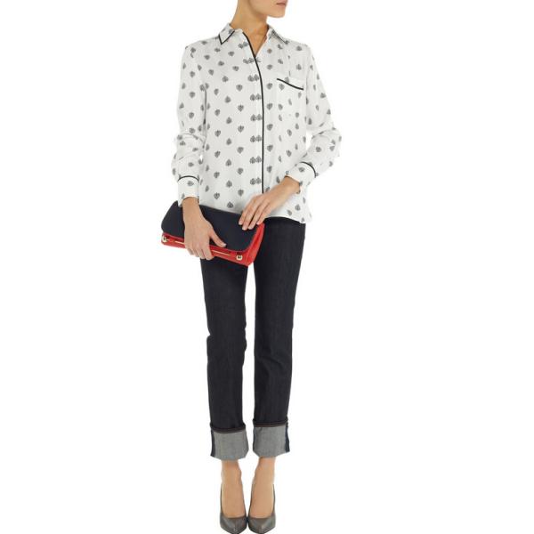 Women Chiffon Printed Blouse With Long Sleeve