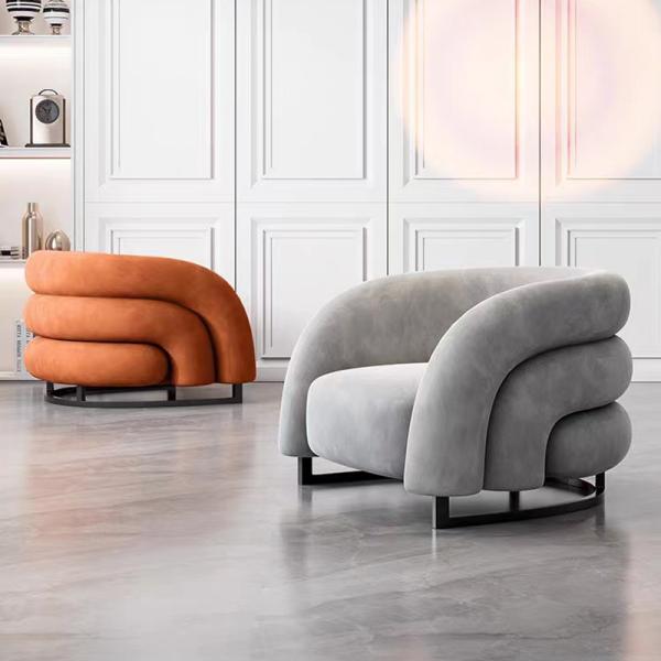 Vibrant Rainbow Fabric Recliner Armchair , Curve  Plush Velvet Armchair