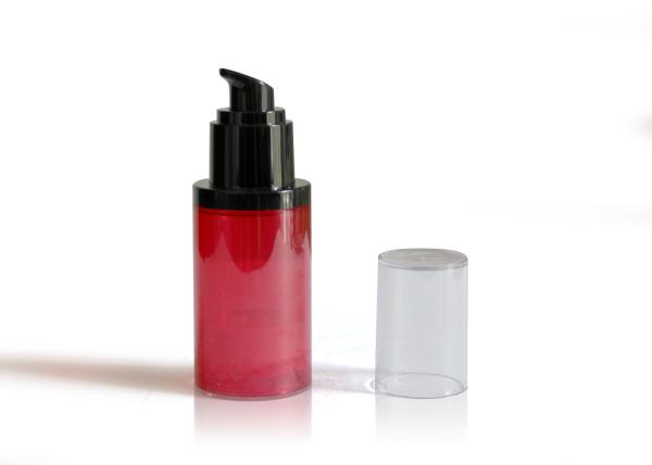 Glossy Translucent Red Airless Cosmetic Bottles For Travel Hot Stamping Surface