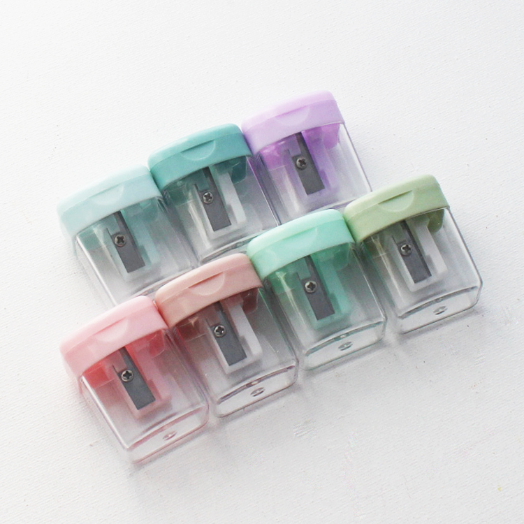 high quality hot sale candy color cover clear plastic sharpener