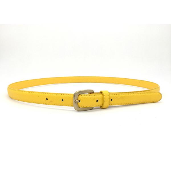 Yellow 20mm Women's Fashion Leather Belts For Pants