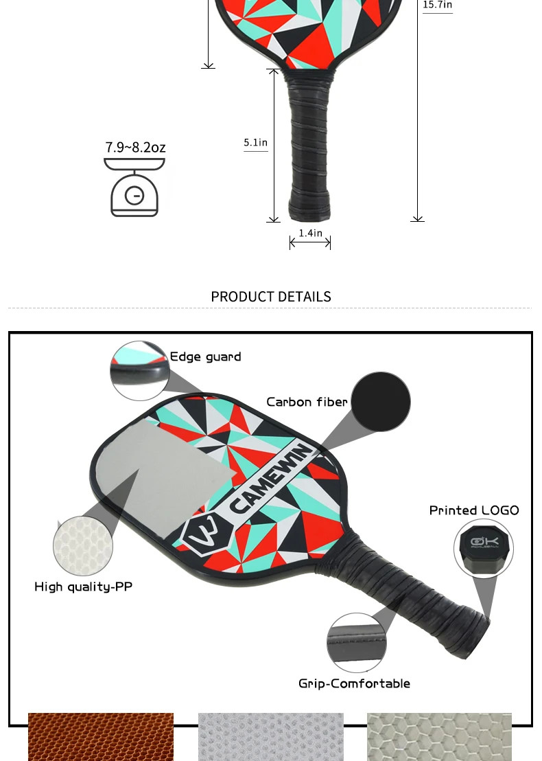 Стильный термоформированный Power Pickeball Paddle Textured T700 сырой углеродный 12MM USAPA