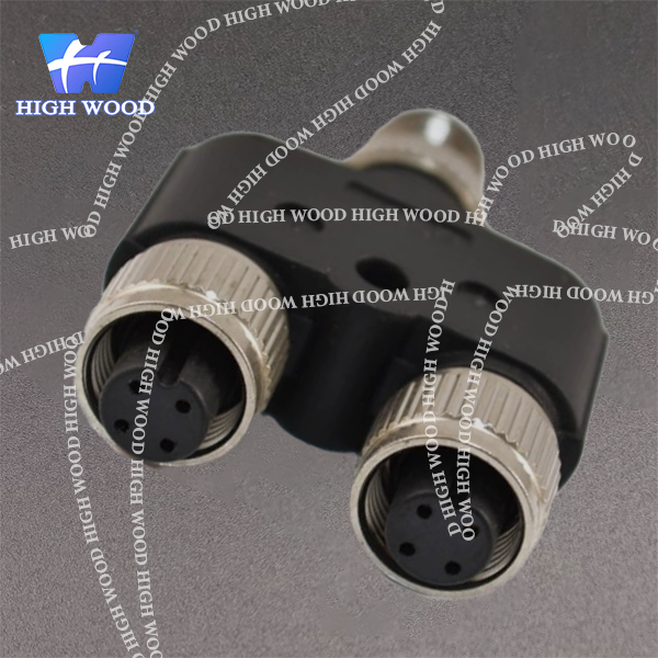 M12 Adapter, Y-Type, Code A, 4-Pin Male to Dual Female M12 to M12