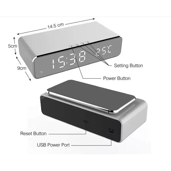 Заряжатель стандартного ABS Ци портативный беспроводной мобильный 10 ватт с будильником