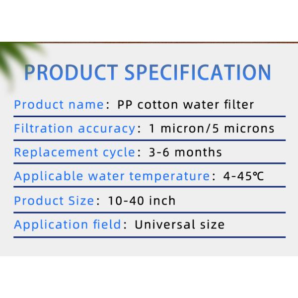 Cartucho de filtro de agua de algodón PP de 10 pulgadas y 1 micrón para el sistema de tratamiento de agua en el hogar