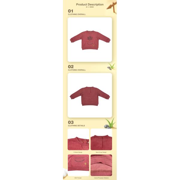 Baby Boys Comfortable Cotton Polyester Fleece Pullover Sweatshirt with O-Neck Collar