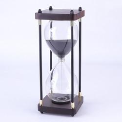 Black Decorative Sand Hourglass Stool Wood Antique Hourglass Timer Free Sample