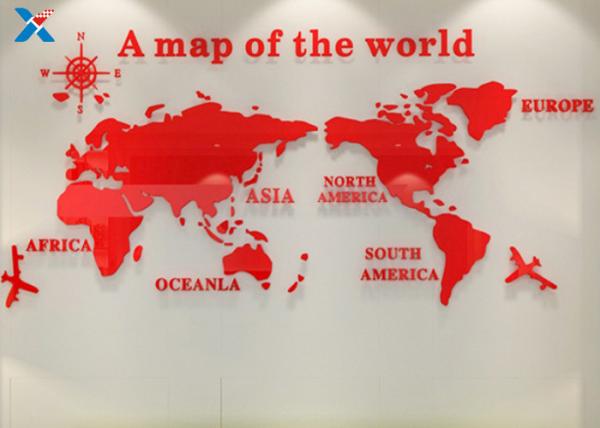 Office Creative Acrylic Shapes Craft / 3D Acrylic Stereo World Map Wall Sticker