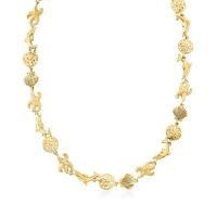 ouro 18kt sobre a colar bonita de Sterling Silver Sea Life Link para mulheres