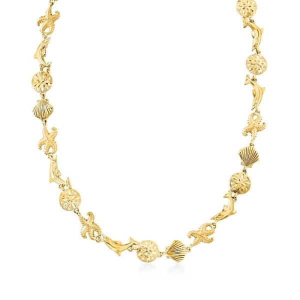 14kt Yellow Gold Sea Life Pendant Necklace For Women As Gift