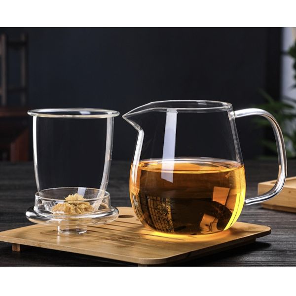 Modern Household Glass Tea Set Explosion Proof Glass Teapot With Removable Infuser
