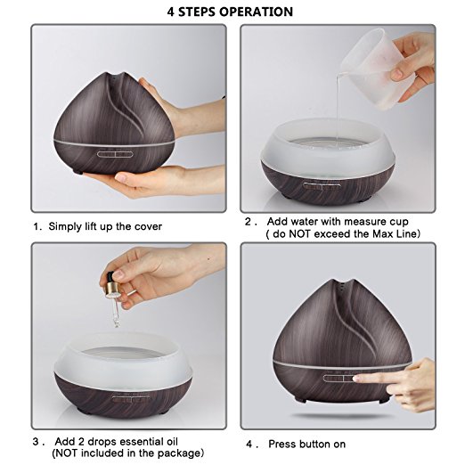 High Quality Wood Grain Ultrasonic Aroma Diffuser With 7 Color LED Night Lights Electric Essential Oil Diffuser