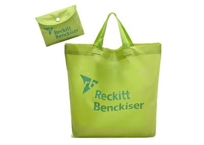 Green Nylon Foldable Tote Bag That Folds Into Pouch Pattern
