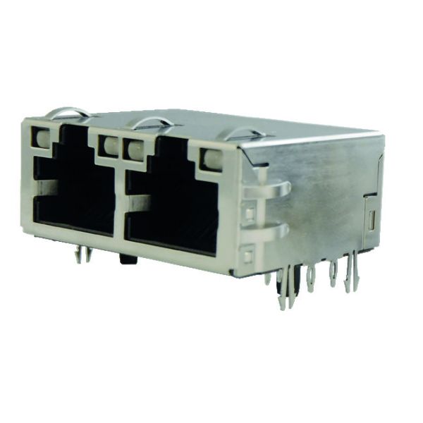 Shielded RJ45 Press-Fit Connector with Low Profile Tab Up and Right Angle Design Bel Fuse SS-74810-002
