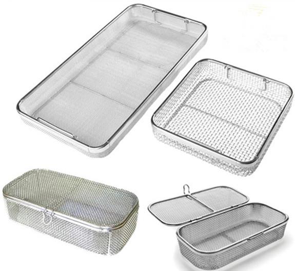 Woven Mesh Stainless Steel Wire Basket Tray For Hospital Surgical Instrument