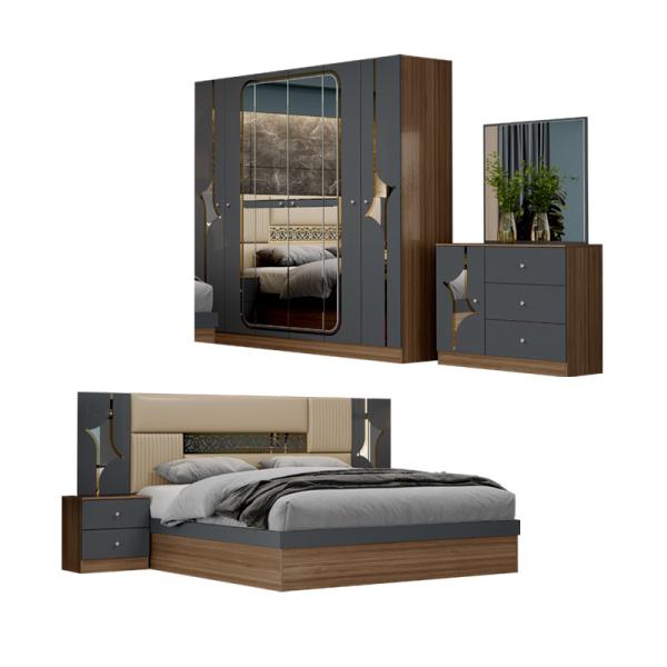 Wholesale Low Price Turkish Double King Bed Room Home Wooden Frame Mdf Modern Luxury Full Size Bedroom Furniture Set