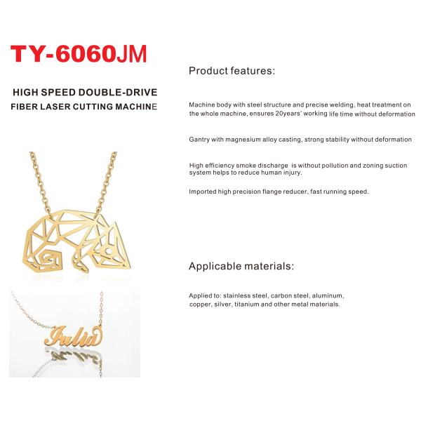 TY-6060JM 1000W-6000W Gold Silver Copper Mini Jewelry Precision Closed Fiber Laser Cutting Machine