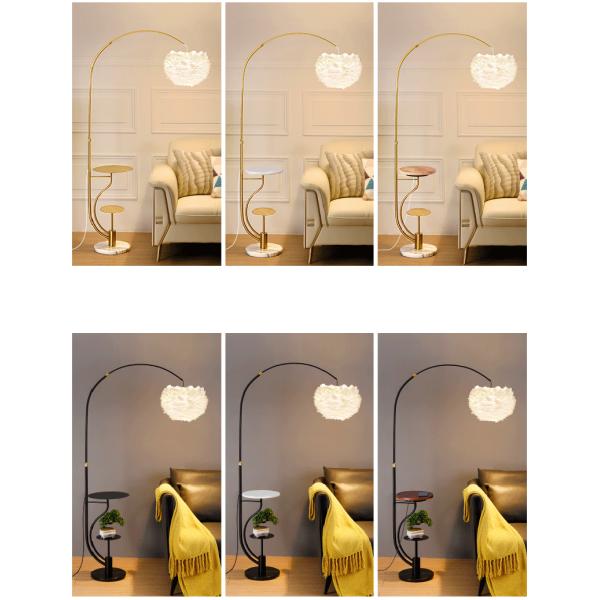 Romantic Feather Floor Lamp, Sofa Vertical Table Lamp for Living Room Bedroom Bedside Lamp(WH-MFL-87)