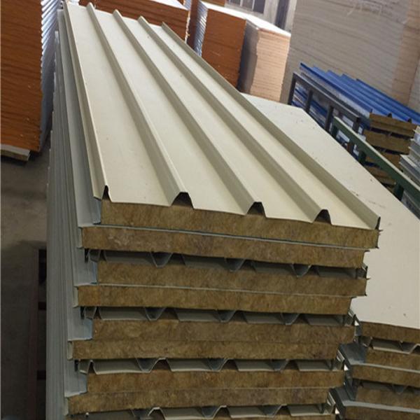 ivory white  50mm rock wool z-lock sandwich roof panel with 60kg for prefab house