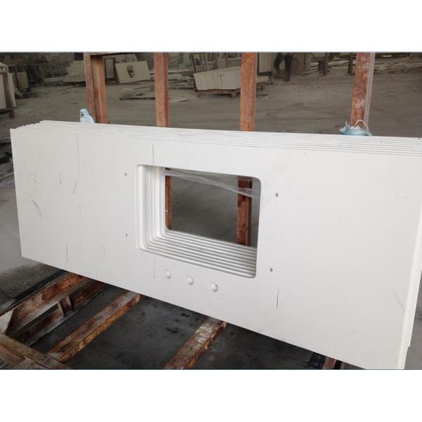 Pure White Quartz Kitchen Worktops 20 / 30mm Thickness Stain Resistant