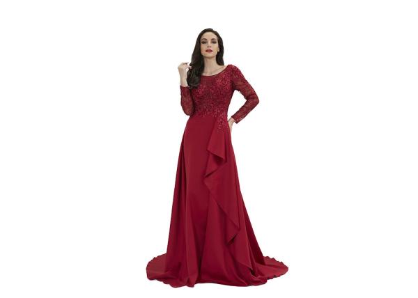 Spring Autumn Long Sleeve Wedding Dresses , Spandex / Polyester Long Dresses For Weddings