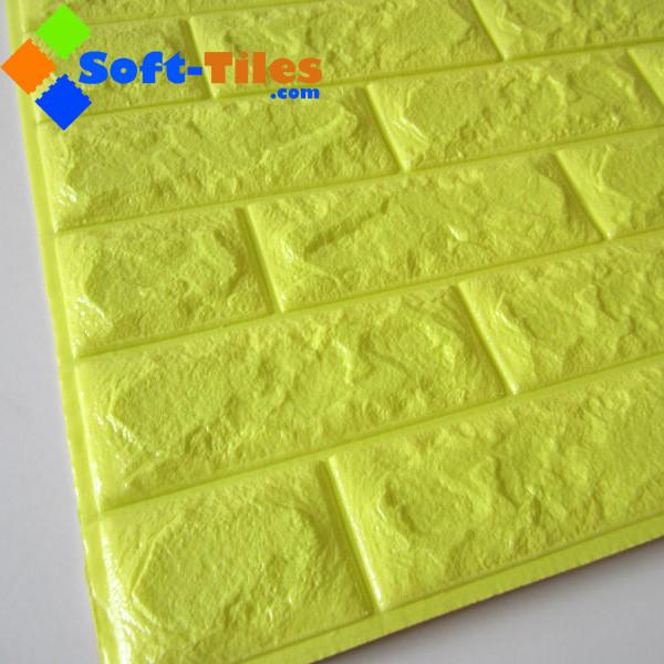 Folha amarela brilhante da decoração da parede de tijolo da espuma 3d da cor 770*700mm