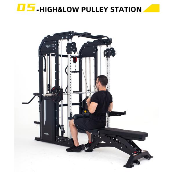 Custom Design Silver Grey Metal All in One Trainer Smith Machine for Home Workouts