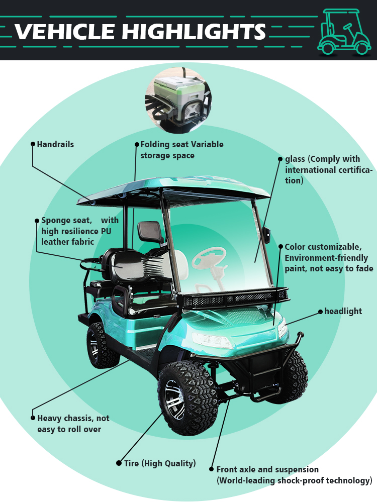 48V Vintage Golf Car 30 Mph NEV LSV с вездеходными шинами и независимой подвеской