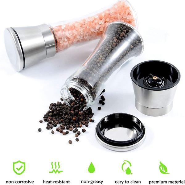 2 In 1 Plastic Jar 220mm 258g 80ml Stainless Steel Salt Grinder